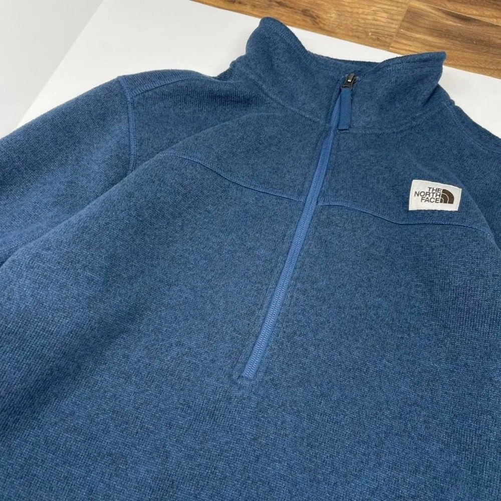North Face Quarter Zip Jacket in Heather Blue Men's‎ Large Gordon Lyons Fleece